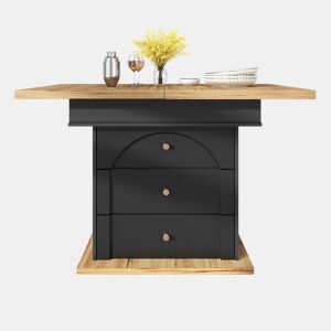 Mesa extensível telescópica 110-140×80 cm - Mesa de cozinha dobrável, design minimalista, preta
