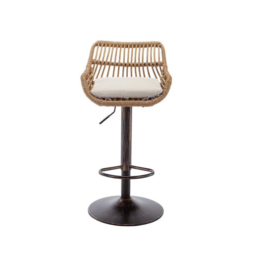 Conjunto de 2 bancos de bar - altura ajustável com apoio para os pés - bege Conjunto de 2 bancos de bar - altura ajustável com apoio para os pés - bege