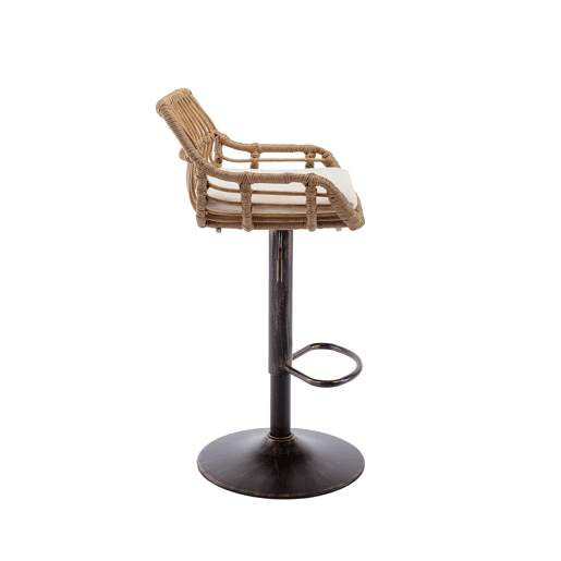 Conjunto de 2 bancos de bar - altura ajustável com apoio para os pés - bege Conjunto de 2 bancos de bar - altura ajustável com apoio para os pés - bege