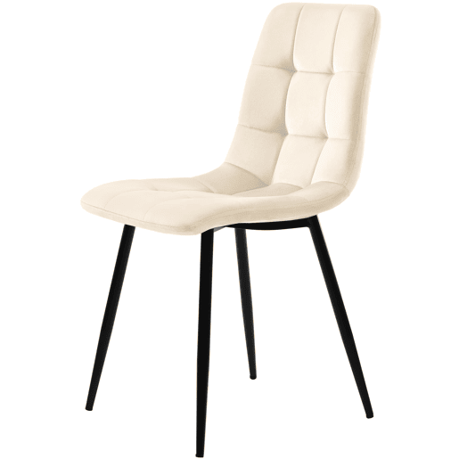 Conjunto de mesa de jantar 117 cm - Estilo moderno, 4 cadeiras bege aveludadas, pernas pretas