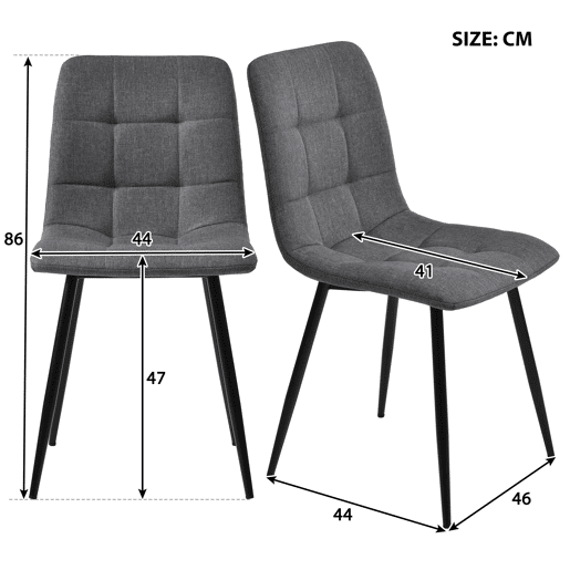 Conjunto de mesa de jantar 117 cm - Mesa retangular moderna com 4 cadeiras - Tecido de linho cinzento