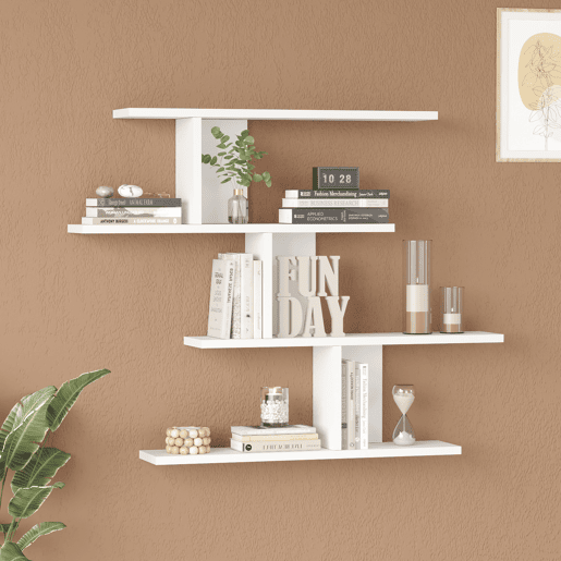 Prateleira de parede Hökkomi com 4 prateleiras 78x99x15cm Branco en.casa