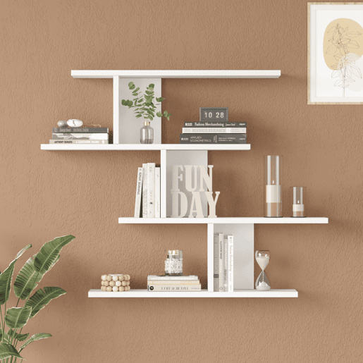 Prateleira de parede Hökkomi com 4 prateleiras 78x99x15cm Branco en.casa