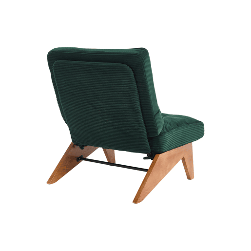 Poltrona lounge ajustável tamanho compacto - sem encosto com apoio para os pés e almofada lombar - verde esmeralda