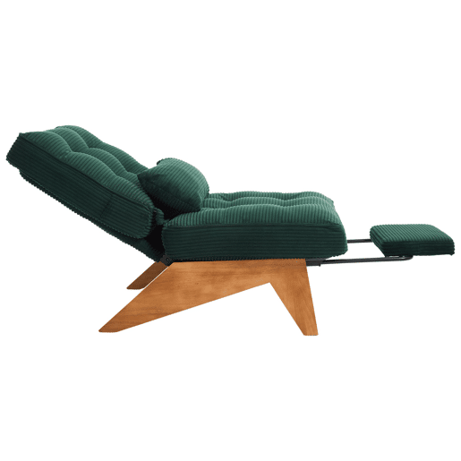 Poltrona lounge ajustável tamanho compacto - sem encosto com apoio para os pés e almofada lombar - verde esmeralda