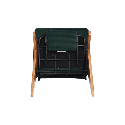 Poltrona lounge ajustável tamanho compacto - sem encosto com apoio para os pés e almofada lombar - verde esmeralda