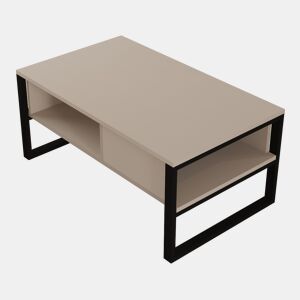 Mesa de centro Laukaa retangular metal 100x60x45cm Cinzento bege en.casa