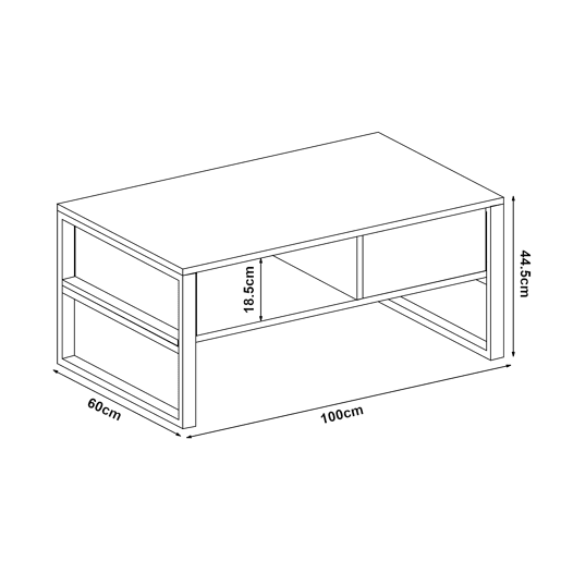 Mesa de centro Laukaa retangular metal 100x60x45cm Cinzento bege en.casa