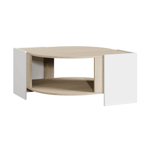 Mesa de centro Klipsari com espaço de arrumação 75x75x40 cm brancotravertino en.casa