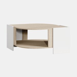 Mesa de centro Klipsari com espaço de arrumação 75x75x40 cm brancotravertino en.casa