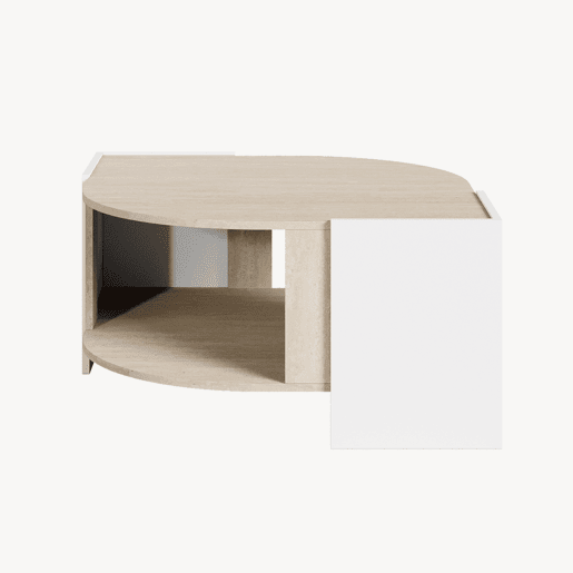 Mesa de centro Klipsari com espaço de arrumação 75x75x40 cm brancotravertino en.casa