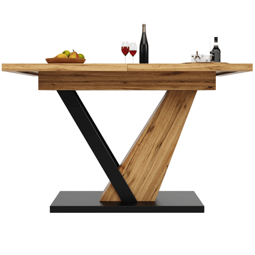 Mesa extensível 120u2013160 x 75 x 75,5 cm - Mesa de cozinha e sala de jantar - Com veios de madeira - Cor madeira
