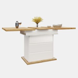 Mesa extensível telescópica 110-140×80 cm - Mesa de cozinha dobrável para 4-6 pessoas - Branca