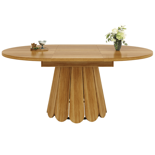 Mesa extensível redonda 118-158 cm - Para até 6 pessoas - Madeira - Castanho