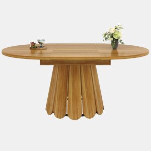 Mesa extensível redonda 118-158 cm - Para até 6 pessoas - Madeira - Castanho
