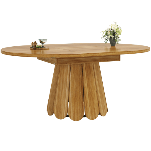 Mesa extensível redonda 118-158 cm - Para até 6 pessoas - Madeira - Castanho