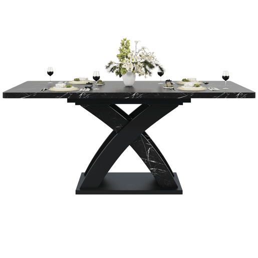Mesa extensível 120-160 cm - Mesa de jantar, mesa de cozinha, mesa de varanda, madeira, para 6 pessoas - Preto