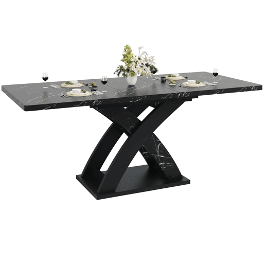 Mesa extensível 120-160 cm - Mesa de jantar, mesa de cozinha, mesa de varanda, madeira, para 6 pessoas - Preto