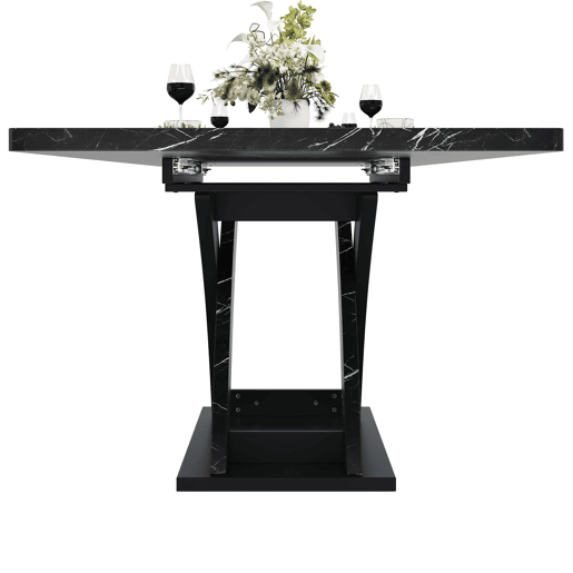 Mesa extensível 120-160 cm - Mesa de jantar, mesa de cozinha, mesa de varanda, madeira, para 6 pessoas - Preto