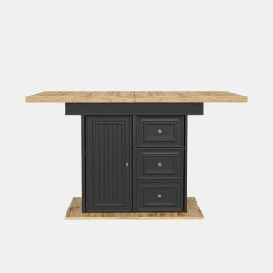 Mesa extensível 110x80x75 cm - Adequada para sala de jantar, cozinha ou terraço - Madeira natural