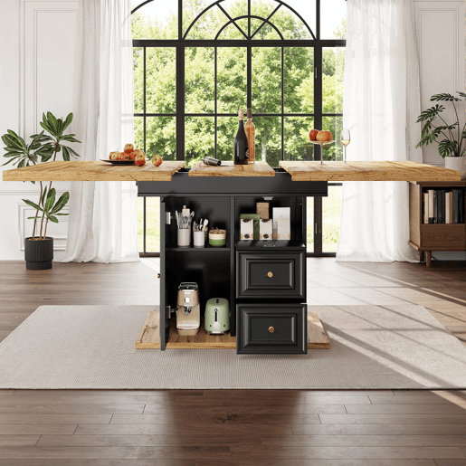 Mesa extensível 110x80x75 cm - Adequada para sala de jantar, cozinha ou terraço - Madeira natural