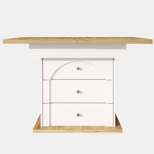 Mesa extensível telescópica 110-140×80 cm - Mesa dobrável para 4-6 pessoas - Design minimalista - Branco