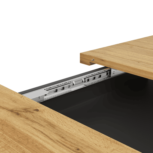 Mesa extensível 110-140x80 cm - Telescópica, com LED e arrumação - Preto + Natural