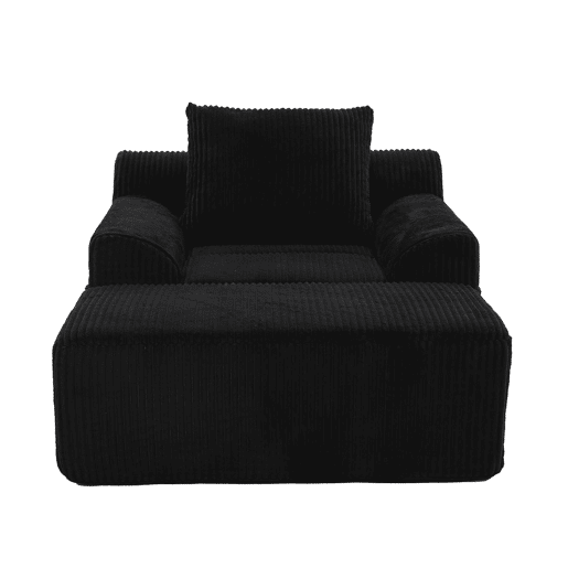 Poltrona grande - Kordsamt, bolsos laterais, almofada, assento profundo, moderno - Preto
