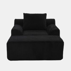 Poltrona grande - Kordsamt, bolsos laterais, almofada, assento profundo, moderno - Preto