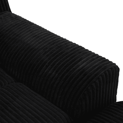Poltrona grande - Kordsamt, bolsos laterais, almofada, assento profundo, moderno - Preto
