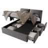 Cama de casal de veludo 180x200 cm com armazenamento,cinza