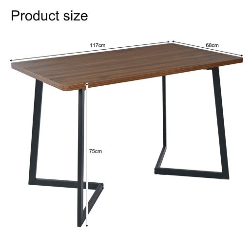 Conjunto de sala de jantar de 5 peças 117x68 cm - Mesa com 4 cadeiras, madeira de nogueira, pernas metálicas pretas, cadeiras de veludo bege