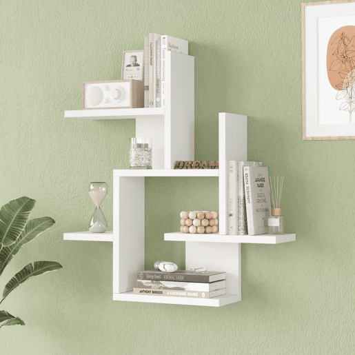 Prateleira de parede Reyna 7 prateleiras 66x63x15cm Branco en.casa