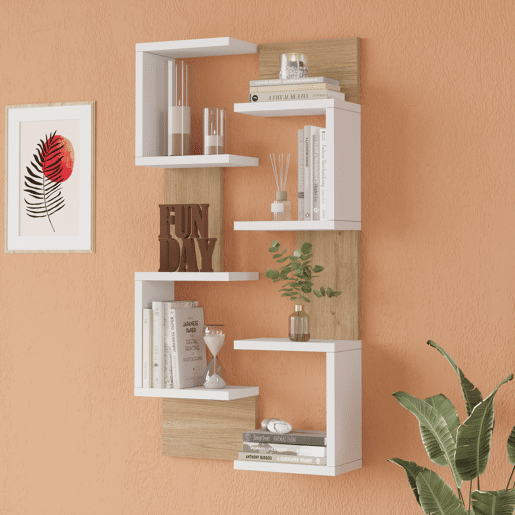Prateleira de parede Omn conjunto de 2 peças 93x24x15 cm branco  aspeto madeira en.casa