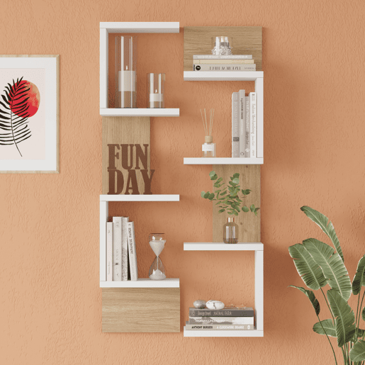 Prateleira de parede Omn conjunto de 2 peças 93x24x15 cm branco  aspeto madeira en.casa