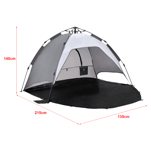 Tenda de praia pop up Mullsjö automática 215 x 135 x 140 cm cinzento clarocinzento escuro pro.tec.