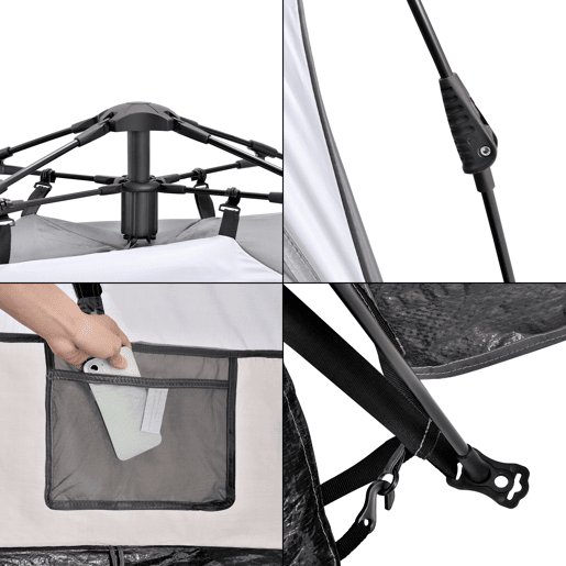 Tenda de praia pop up Mullsjö automática 215 x 135 x 140 cm cinzento clarocinzento escuro pro.tec.