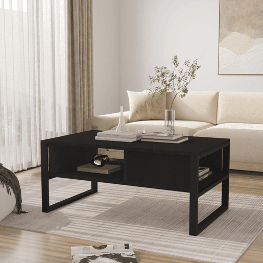 Mesa de centro Laukaa retangular metal 100x60x45cm Preto en.casa