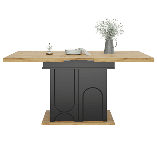 Mesa de jantar extensível 110-140x80 cm - dobrável, 4-6 pessoas, com arrumação - pretanatural Mesa de jantar extensível 110-140x80 cm - dobrável, 4-6 pessoas, com arrumação - pretanatural