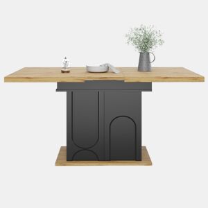 Mesa de jantar extensível 110-140x80 cm - dobrável, 4-6 pessoas, com arrumação - pretanatural