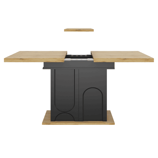 Mesa de jantar extensível 110-140x80 cm - dobrável, 4-6 pessoas, com arrumação - pretanatural Mesa de jantar extensível 110-140x80 cm - dobrável, 4-6 pessoas, com arrumação - pretanatural