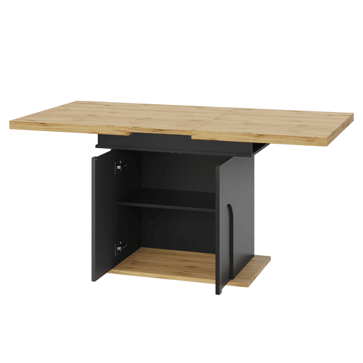 Mesa de jantar extensível 110-140x80 cm - dobrável, 4-6 pessoas, com arrumação - pretanatural Mesa de jantar extensível 110-140x80 cm - dobrável, 4-6 pessoas, com arrumação - pretanatural
