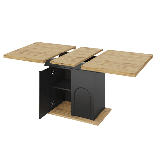 Mesa de jantar extensível 110-140x80 cm - dobrável, 4-6 pessoas, com arrumação - pretanatural Mesa de jantar extensível 110-140x80 cm - dobrável, 4-6 pessoas, com arrumação - pretanatural
