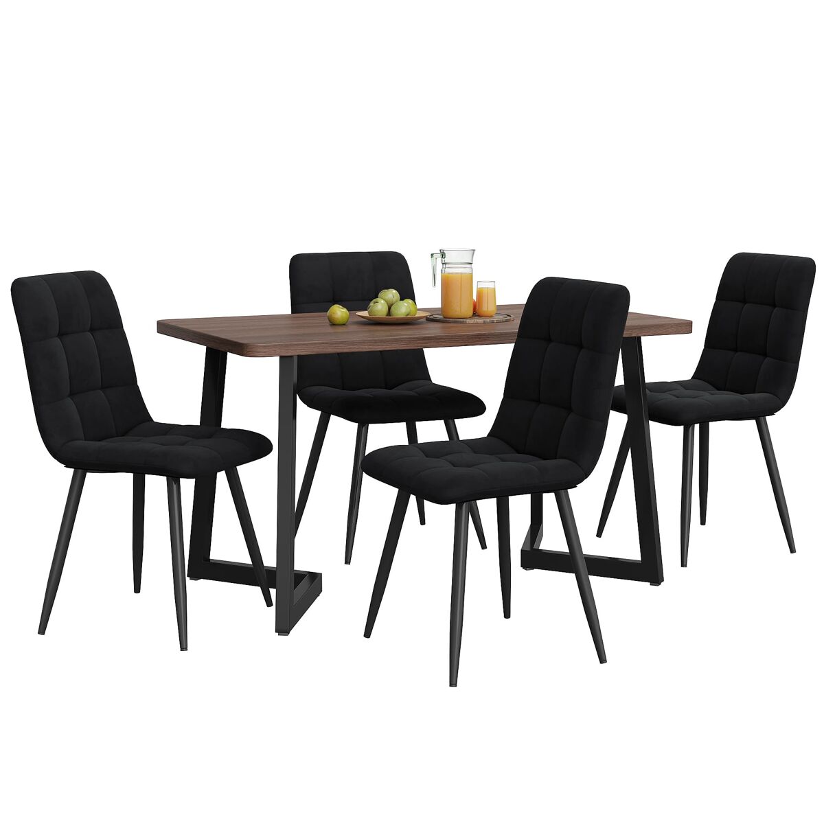Conjunto de mesas y sillas de comedor 117x68 Negro
