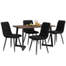 Conjunto de sala de jantar de 5 peças - Mesa de jantar 117x68 cm - Madeira, pernas metálicas pretas, MDF nogueira - Cadeiras de veludo preto