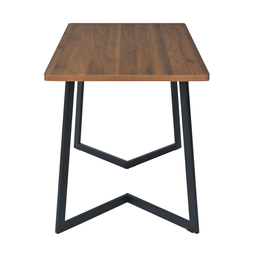 Conjunto de sala de jantar de 5 peças - Mesa de jantar 117x68 cm - Madeira, pernas metálicas pretas, MDF nogueira - Cadeiras de veludo preto