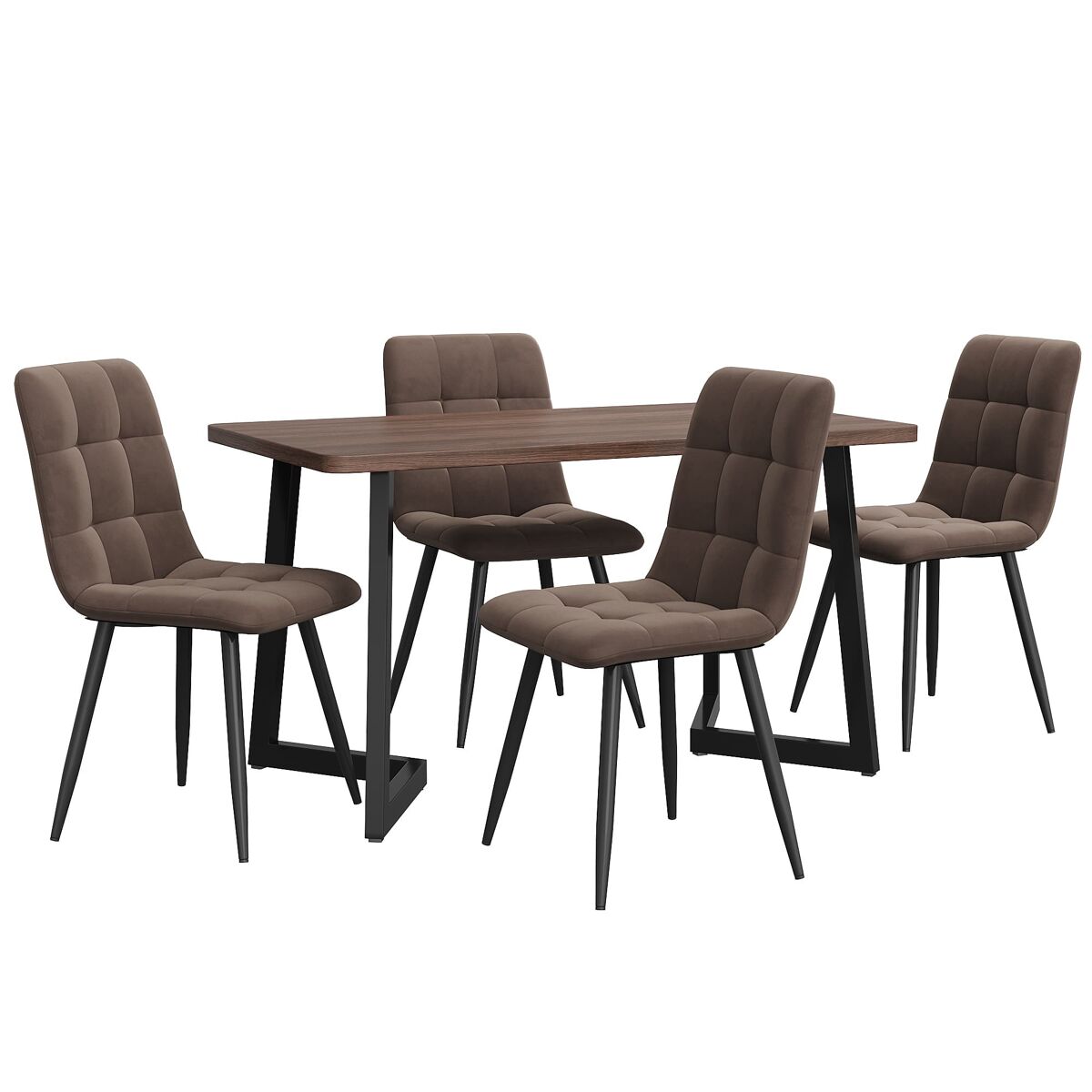 Conjunto de mesas y sillas de comedor 117x68 Marrón