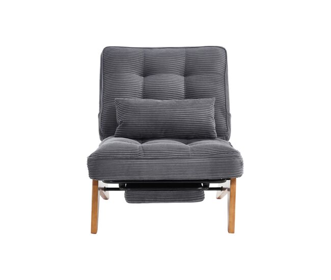 Sillón lounge ajustable - con reposapiés y cojín lumbar - tela gris oscuro
