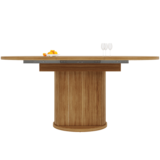 Mesa extensível redonda 118-158 cm - Sala de jantar, cozinha, varanda, extensível para ovalada - NogueiraPreto