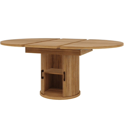 Mesa extensível redonda 118-158 cm - Sala de jantar, cozinha, varanda, extensível para ovalada - NogueiraPreto
